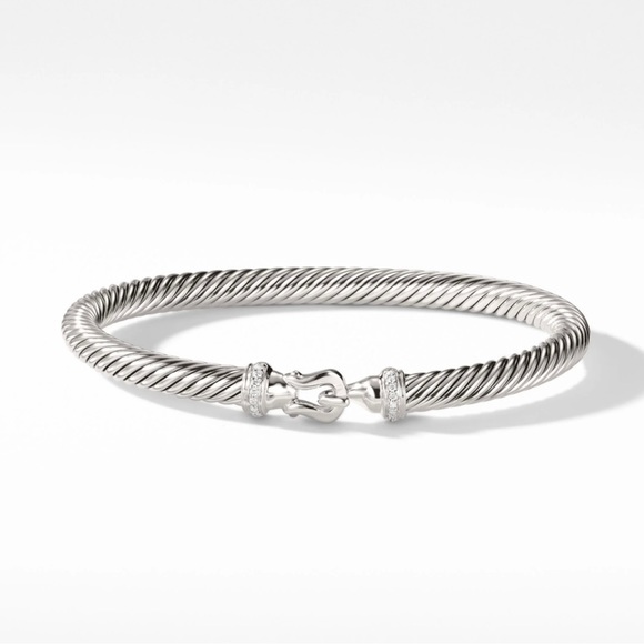 David Yurman Buckle Bracelet in Sterling Silver with Pavé Diamonds - LIKE NEW! - Picture 3 of 7